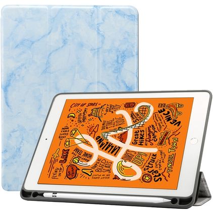 Mobigear Tri-Fold Marble Coque iPad Air 3 (2019) Etui + Porte-crayon - Bleu