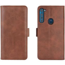 Mobigear Slim Magnet Housse Motorola One Fusion Plus Etui Porte-Monnaie - Marron