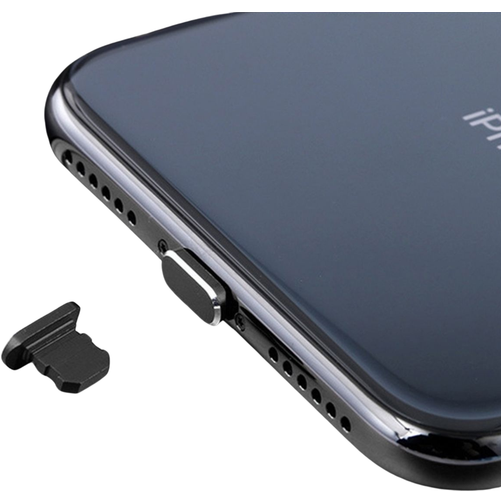 Mobigear Essentials Bouchon Anti-poussière en Aluminium - Apple Lightning - Noir (Lot de 2)