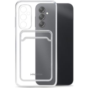 Mobilize Gelly Card Coque Transparente Samsung Galaxy A14 Coque arrière en TPU Souple avec Porte-Cartes - Transparent