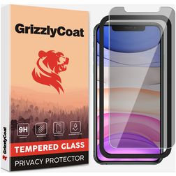 GrizzlyCoat Easy Fit AntiSpy iPhone 11 Pro Verre trempé Protection d'écran Confidentialité - Compatible Coque + Cadre d'installation