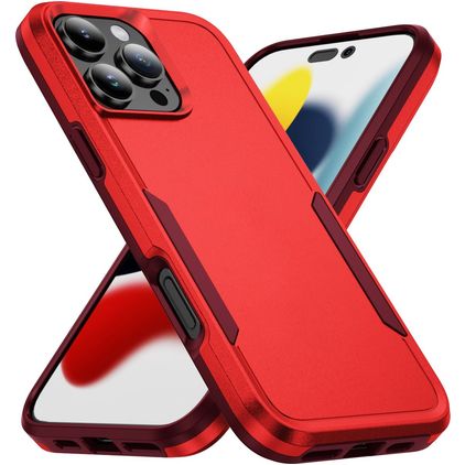 Mobigear Heavy Armor Coque iPhone 16 Pro Max Coque arrière Rigide Anti-Chocs - Rouge
