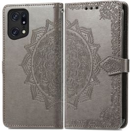 Mobigear Mandala Housse OPPO Find X5 Etui Porte-Monnaie - Gris