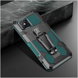 Mobigear Armor Stand Coque iPhone 12 Coque arrière Rigide Anti-Chocs avec Support Amovible - Vert