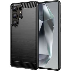 Mobigear Brushed Slim Coque Samsung Galaxy S25 Ultra Coque arrière en TPU Souple - Noir