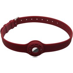 Mobigear Coque Apple AirTag Collier en Silicone Souple - 23.5 - 47.5 cm - Bordeaux