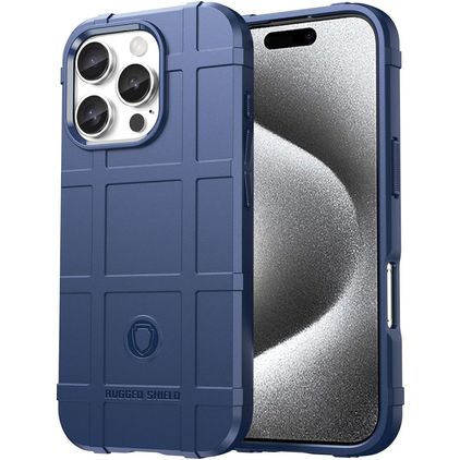 Mobigear Rugged Shield Coque iPhone 16 Pro Max Coque arrière en TPU Souple Anti-Chocs - Bleu