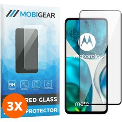 Mobigear Premium Motorola Moto G82 Verre trempé Protection d'écran - Compatible Coque - Noir (Lot de 3)
