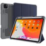 Mutural Tri-Fold Tough Coque iPad Pro 11 Pouces (2022) Etui + Porte-crayon - Noir / Bleu Marin