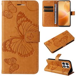 Mobigear Butterfly Housse Xiaomi 14T Pro Etui Porte-Monnaie - Cognac