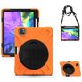 Mobigear SureGrip XGuard Coque iPad Air 4 (2020) Coque arrière en Plastique rigide,Silicone + Porte-crayon + Bandoulière + Support Amovible - Orange