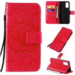 Mobigear Sunflower Housse Samsung Galaxy S20 Etui Porte-Monnaie - Rouge