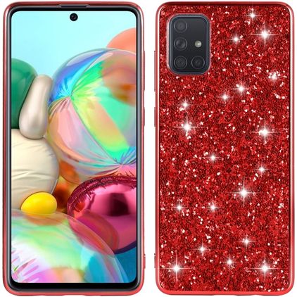 Mobigear Glitter Samsung Galaxy A51 Plastique rigide Coque arrière - Rouge
