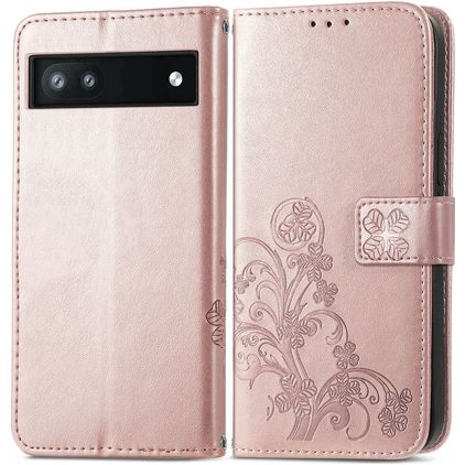 Mobigear Clover Google Pixel 6a Étui Portefeuille - Rose doré
