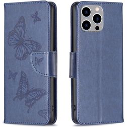 Mobigear Butterfly Housse iPhone 15 Pro Max Etui Porte-Monnaie - Bleu