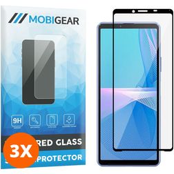 Mobigear Premium Sony Xperia 10 III Verre trempé Protection d'écran - Compatible Coque - Noir (Lot de 3)