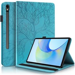 Mobigear Tree Coque Samsung Galaxy Tab S10 FE Plus Etui + Porte-crayon - Bleu