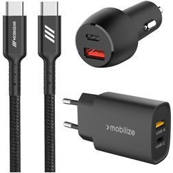Mobigear Essentials Chargeur + chargeur voiture + câble USB-C 1 mètre Power Delivery 48W - Noir