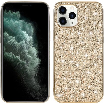 Mobigear Glitter Coque iPhone 12 Pro Coque arrière Rigide - Or