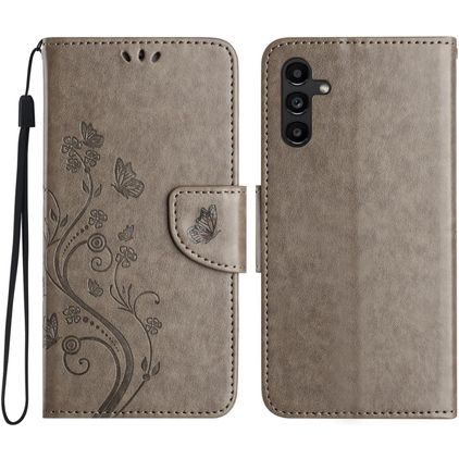 Mobigear Flowers Housse Samsung Galaxy A56 Etui Porte-Monnaie - Gris