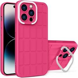 Mobigear Cube Coque iPhone 14 Pro Coque arrière Rigide avec Support Amovible - Magenta