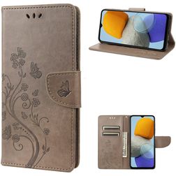 Mobigear Flowers Samsung Galaxy M23 Étui Portefeuille - Gris