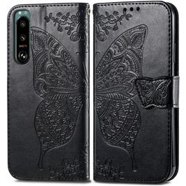 Mobigear Butterfly Housse Sony Xperia 5 IV Etui Porte-Monnaie - Noir