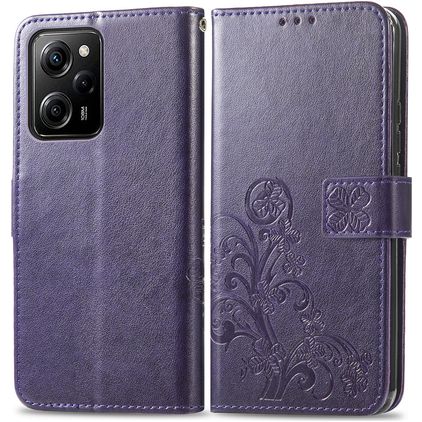 Mobigear Clover POCO X5 Pro Étui Portefeuille - Violet