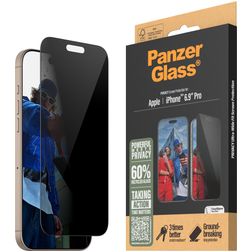 PanzerGlass Ultra-Wide Fit iPhone 16 Pro Max Verre trempé Protection d'écran Anti-espion - Compatible coque - Noir