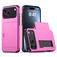 Mobigear Card iPhone 18 Pro Plastique rigide Coque arrière Antichoc avec porte-cartes - Rose Red