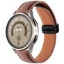 Mobigear Stitched Bracelet Cuir Smartwatch Fermeture magnétique - Connexion universelle de 22 mm - Marron