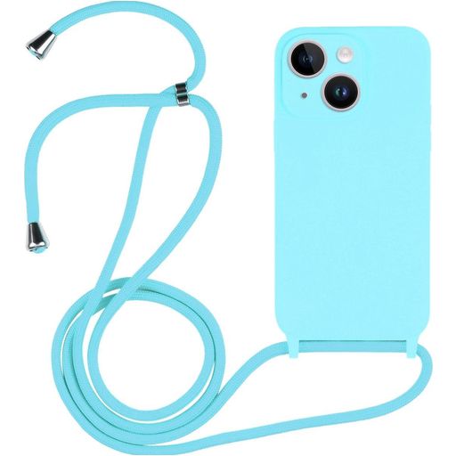 Mobigear Lanyard iPhone 14 Plus Coque avec cordon en Silicone - Bleu