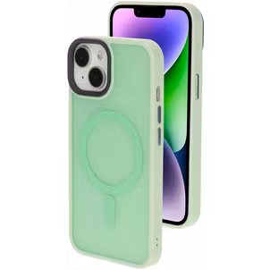 Mobiparts Hardcover Coque iPhone 14 MagSafe Coque arrière Rigide - Satin Light Green