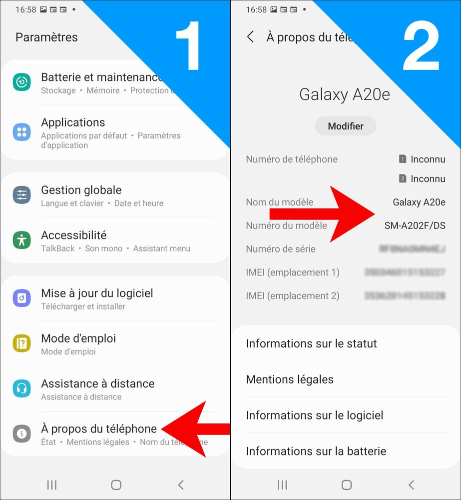 Trouver le numéro de modèle