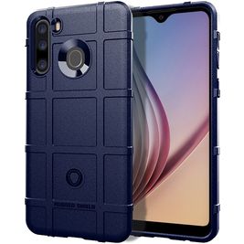 Mobigear Rugged Shield Coque Samsung Galaxy A21 Coque arrière en TPU Souple Anti-Chocs - Bleu