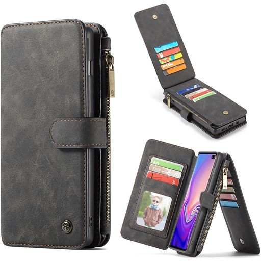 Caseme 007 Housse Samsung Galaxy S10 Plus Etui avec Coque Détachable Porte-Monnaie - Noir