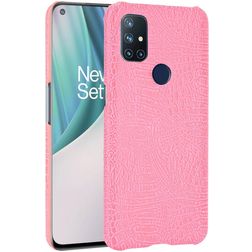 Mobigear Croco Coque OnePlus Nord N10 5G Coque arrière Rigide - Rose