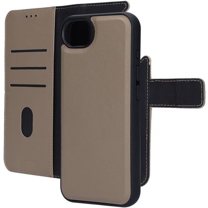 Mobiparts Housse iPhone 17e Etui avec Coque Détachable en Cuir Véritable Porte-Monnaie - Taupe