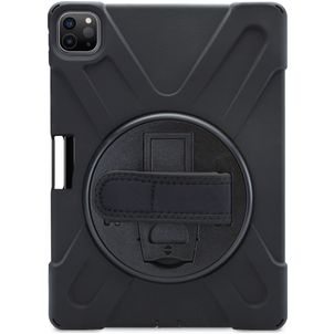 Xccess Survivor All-round Coque iPad Pro 11 Pouces (2022) Coque arrière en Plastique rigide,Silicone + Bandoulière + Support Amovible - Noir