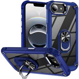 Mobigear Crystal Ring Coque iPhone 16e Coque arrière Rigide avec Anneau-Support - Bleu