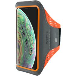 Mobiparts Comfort Fit Brassard Téléphone iPhone XS Brassard Coque de Sport en Neoprène - Neon Orange