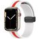 Mobigear Stripe Mag Bracelet Silicone Apple Watch Fermeture magnétique - 42/41/40/38 mm - Blanc / Rouge