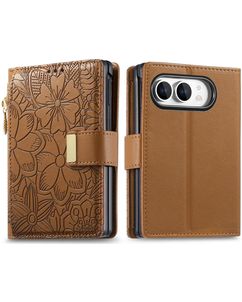 Mobigear Flowers iPhone Duo Étui Portefeuille - Marron