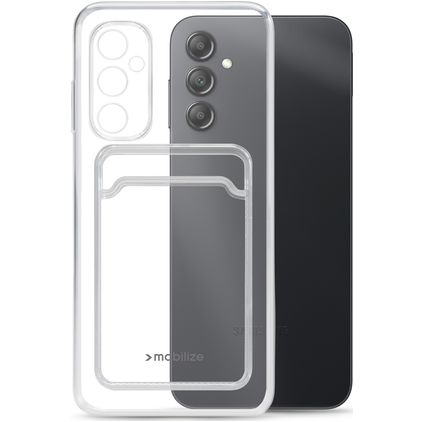 Mobilize Gelly Card Coque Transparente Samsung Galaxy A14 Coque arrière en TPU Souple avec Porte-Cartes - Transparent