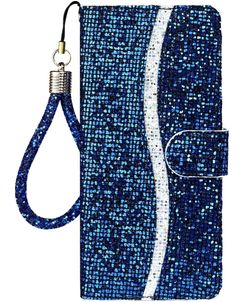 Mobigear Glitter Housse iPhone 12 Etui Porte-Monnaie - Bleu