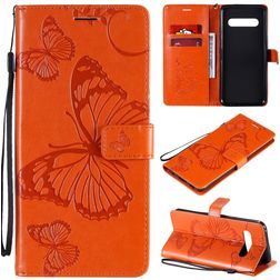 Mobigear Butterfly Housse LG V60 ThinQ Etui Porte-Monnaie - Orange