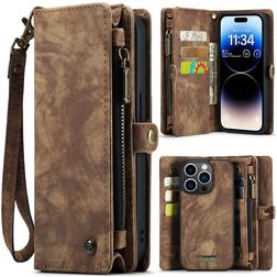 Caseme 008 Housse iPhone 14 Pro Etui avec Coque Détachable Porte-Monnaie - Marron