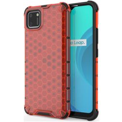 Mobigear Honeycomb Coque Realme C11 (2020) Coque arrière Rigide Anti-Chocs - Rouge