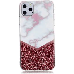 Mobigear Marble Coque iPhone 11 Pro Coque arrière en TPU Souple - Blanc / Rouge