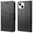 Mobigear Flowers Housse iPhone 14 Etui Porte-Monnaie - Noir